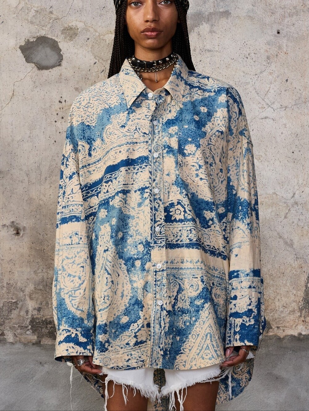 R13 Paisley Print Drop Neck Shirt
